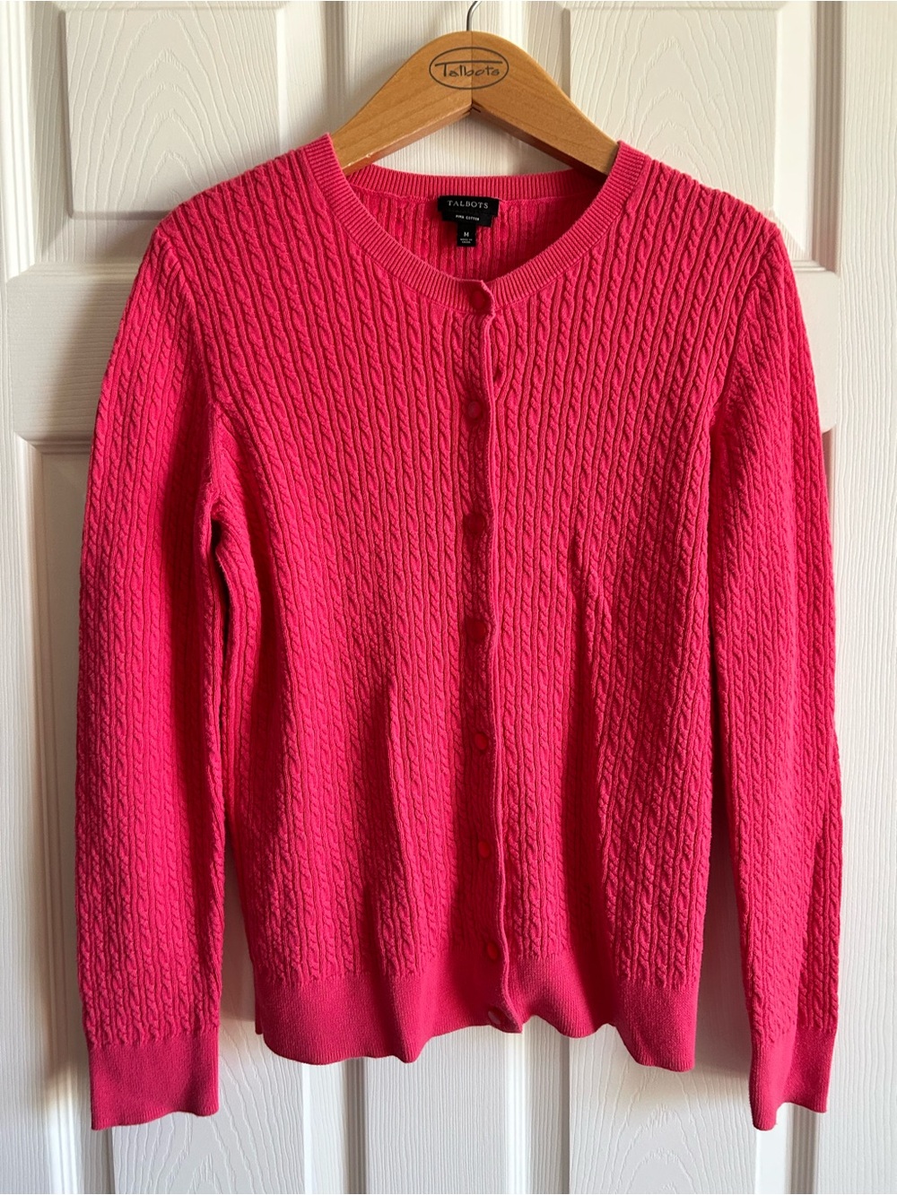 Talbots Women's Coral Cable-Knit Button Cardigan